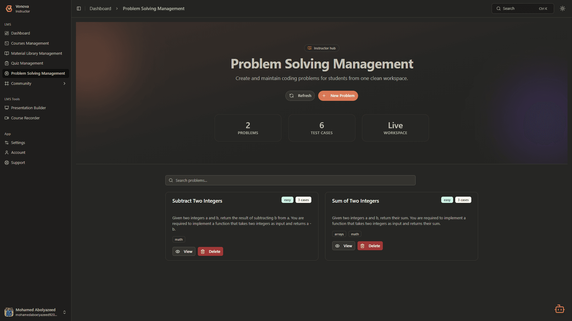 Problem Solving Management UI
